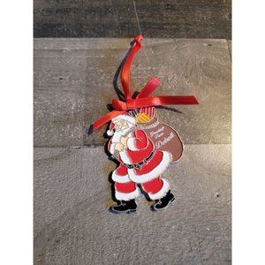 Metal santa Greetings from Detroit xmas sack of gifts ornament